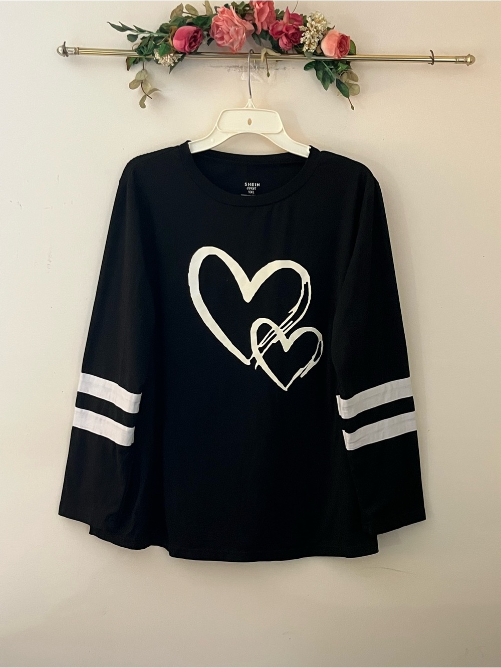 Shein women’s Black Heart Graphic Long Sleeve Top